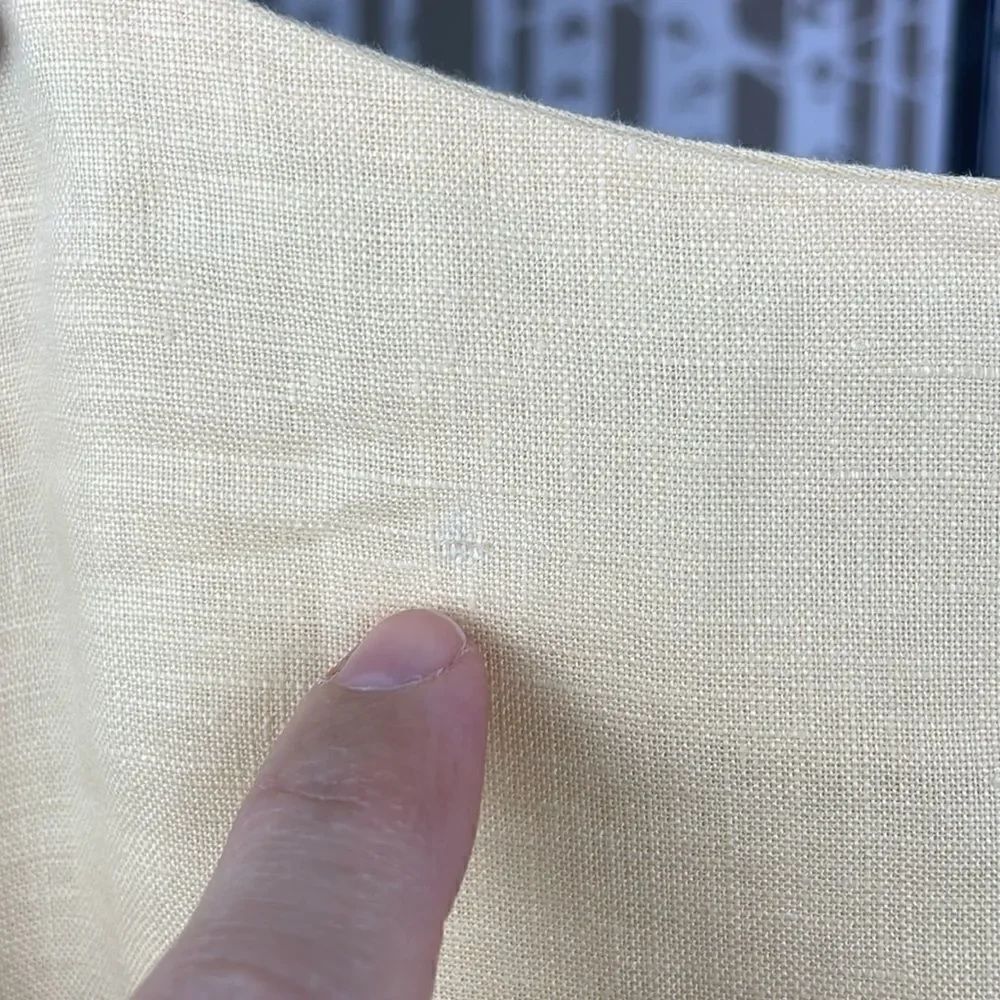 Peck & Peck Petite yellow 100% linen embroidered drop waist A-Line Midi skirt - Picture 12 of 14
